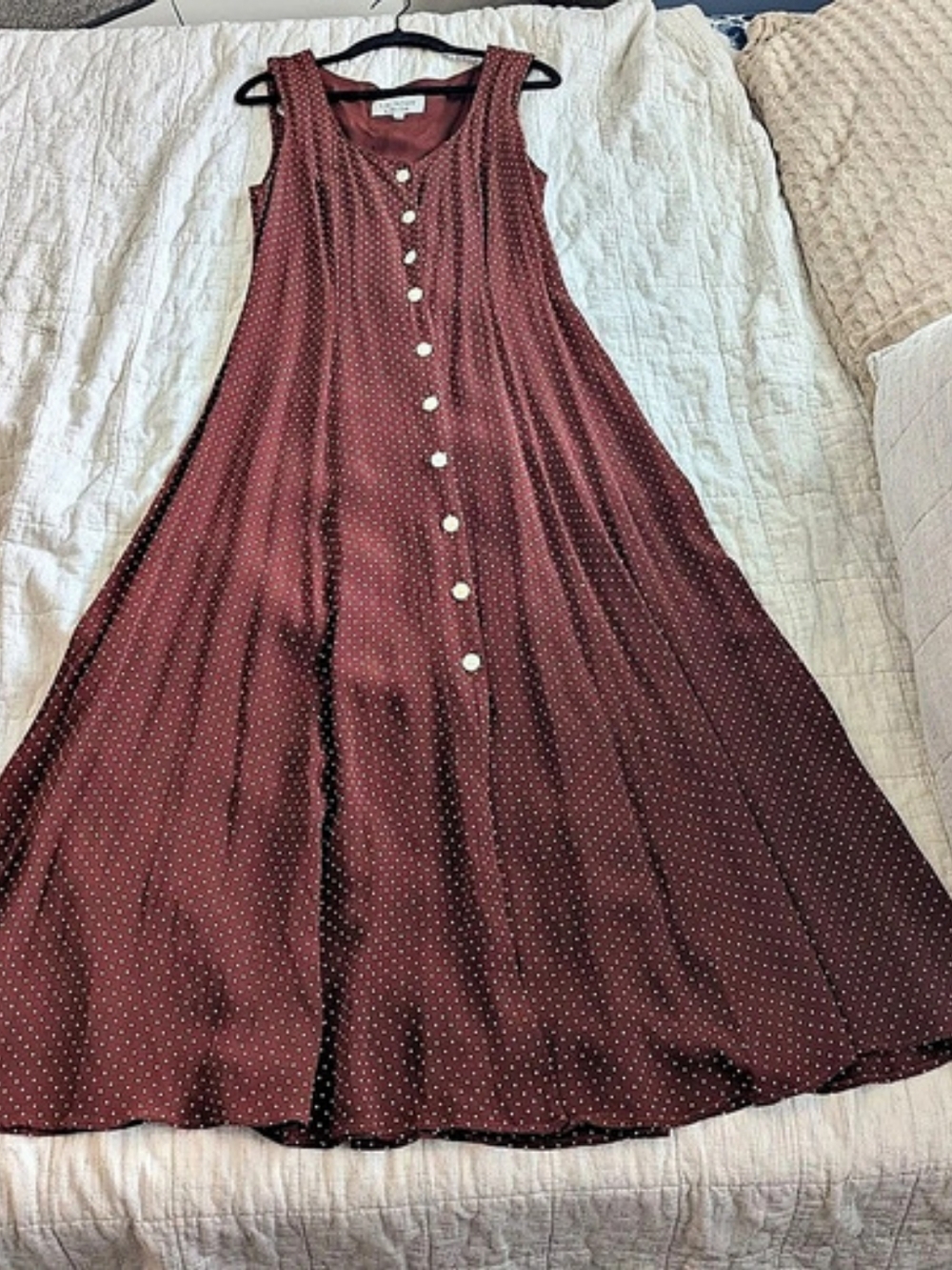VTG Laundry by Shelli Segal Polka Dot Maxi Dress in Brown Size 6